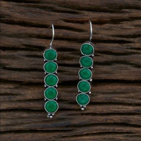 Natural Five-Stone Drop Dangle Earring, French Wires - Picture 4 of 4